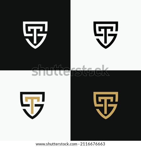 Modern Shield Logo, Letter ST Logo Vector.