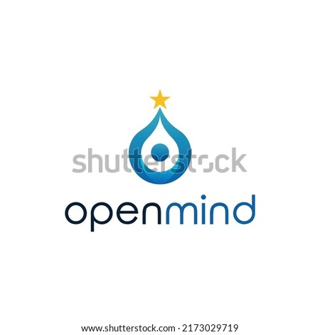 Letter O Logo Template, Open Mind Logo Vector, Illustration Of Person Holding Star Above Head. Foto stock © 