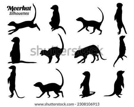 Meerkats silhouettes vector illustration set.