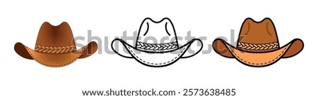 Cowboy Hat Icon Vector Illustration – Bailey Hat Design, Emblem on White Background