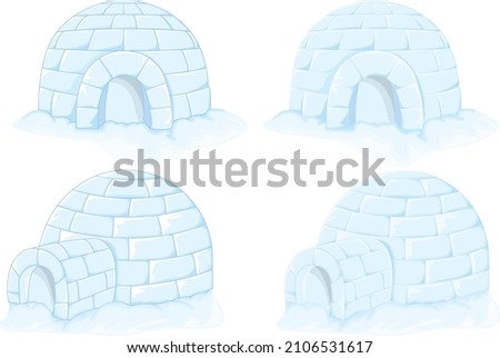 Igloo ice-house in different variations isolated vector