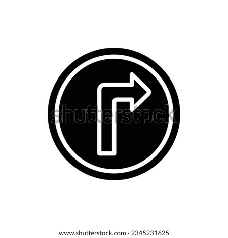 Turn Right Filled Icon Vector Illustration