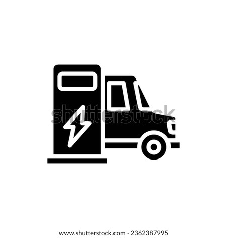 Car Charging Filled Icon Vector Illustration 