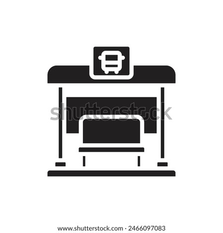 Public Services Bus Stop Filled Icon Vector Illustration