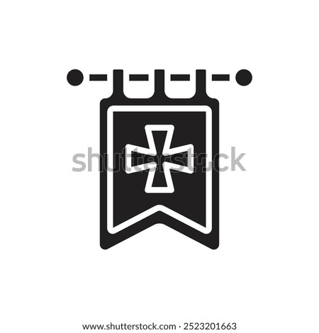 Medieval Heraldig Flag Filled Icon Vector Illustration