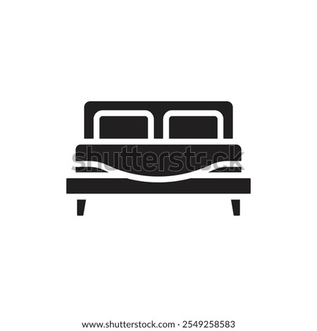 Bedroom Double Bed Filled Icon Vector Illustration