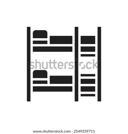 Bedroom Bunk Bed Filled Icon Vector Illustration