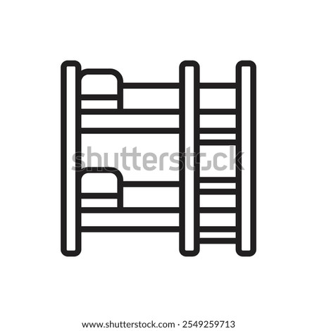 Bedroom Bunk Bed Outline Icon Vector Illustration