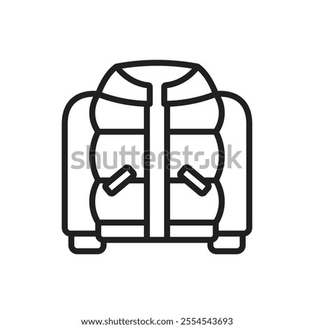 Winter Puffer Coat Outline Icon Vector Illustration