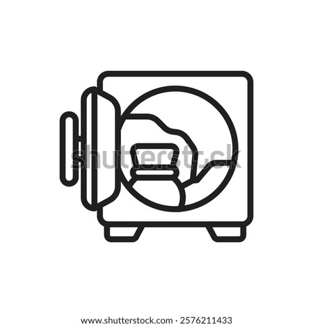 Gold Safety Box Outline Icon Vector Illustration