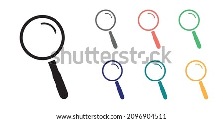 Collection of magnifying glass icon in different colors. Vector eps 10 icons.