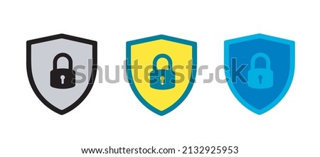 vector icon of security shield. Sheild security flat vector icon. security symbol in three different color concepts.