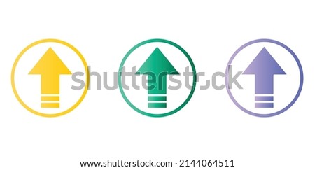 upgrade icon vector. Upgrade arrow icon. Flat design up arrow symbol isolated on white background in three different styles.