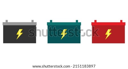 Car battery vector icon. Battery vector flat design vector illustration isolated on white background with two different color concepts.