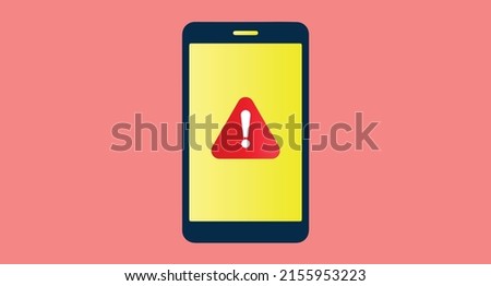 Error notification on phone icon vector illustration in modern trendy design. risk symbol on mobilephone.