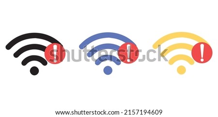 Internet error icon vector, no wifi signal, no internet signal vector icon isolated on white background in three different color concepts