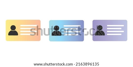 Identification card, ID card flat icon vector illustration isolated on white background in three different color styles.