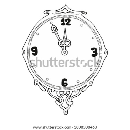 New year clock with the approaching new year. Doodle drawn from uki for the concept of the approaching holiday. Vector image on white background Zdjęcia stock © 