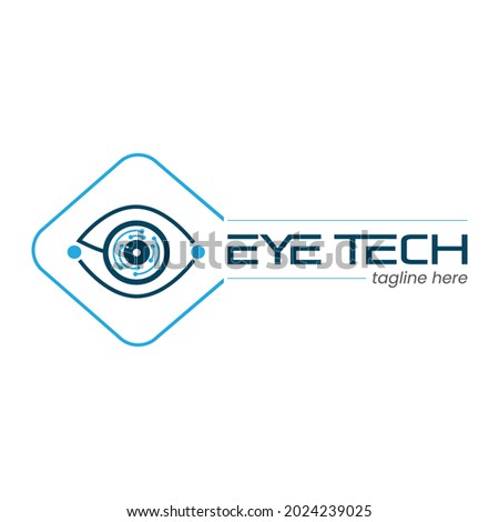 technology logo with eye icon. unique eye tech logo eye icon vector. vision tech icon logo design.