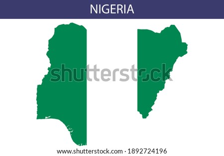 Nigeria Map with Flag Vector - Editable flags and maps