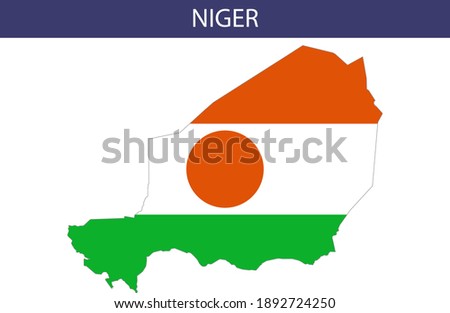 Niger Map with Flag Vector - Editable flags and maps
