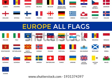 Europe All Flags Vector - Editable flag