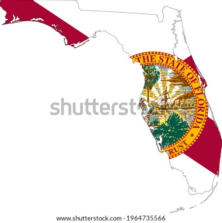 map with flag of florida vector - editable flags and maps