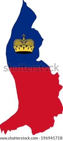 map with flag of liechtenstein with stroke and coat of arms vector - editable flags and maps