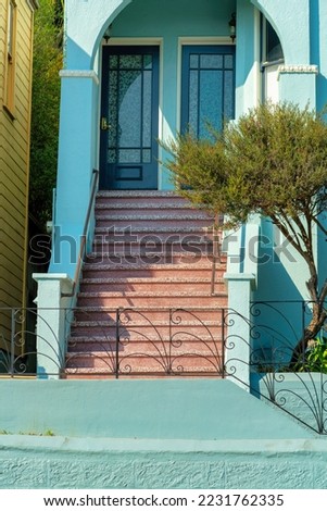 Similar – Image, Stock Photo Reflection of some dwellings in a shop window with inscription a vendre