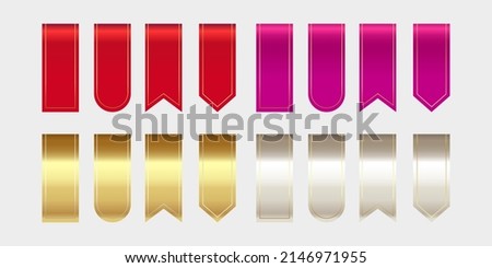 luxury Red gold silver purple ribbons label tags collection set