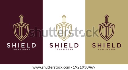 Elegant Shield logo designs concept vector, Guardian symbol, Shield and Sword logo template
