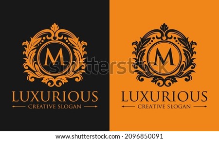 Luxury vintage crest logo. Calligraphic royal emblems and elements elegant decor. Vector crest monogram ornament for letter
