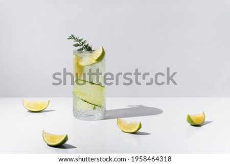 Similar – Foto Bild Glas mit Tonic Water auf blauem Hintergrund.