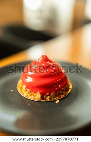 Image, Stock Photo Tasty high cuisine dessert with ice cream and strawberry