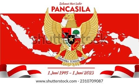 1 June, happy birthday Pancasila (1 June, happy birthday Pancasila) vector illustration. Perfect for greeting cards, posters and banners.