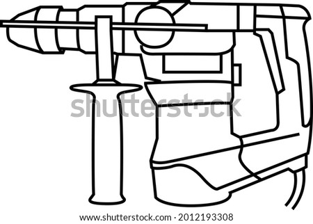 Perforator. Power tool. Line drawing. Vector