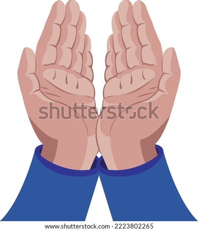 Two hands side by side, vector drawing isolated from background. Hands in position, palms up, hold something