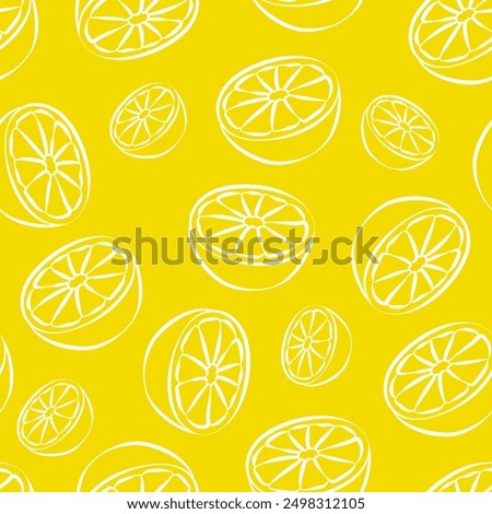 Seamless background with lemons. Lemons on a bright background. Linear drawing of fruits. Endless background