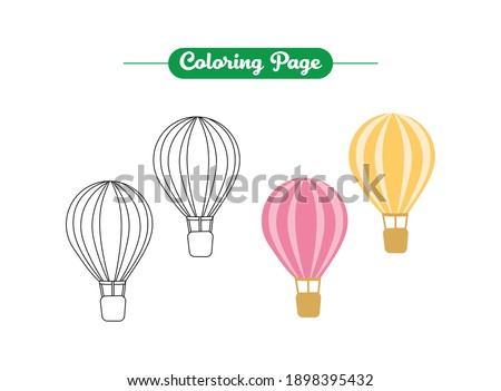 Outline of Parachute for Children Coloring Book. Vector of Parachute Outline Drawing.