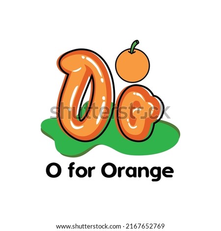 O letter alphabet in cartoon style vector illustration with uppercase and lowercase letter. O for Orange clipart. Using kids educational English book to learn alphabet. Foto stock © 