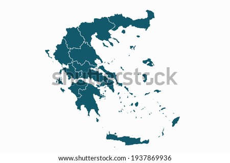 Greece map vector. blue color on white background.