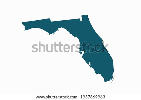 FLORIDA map vector. blue color on white background.
