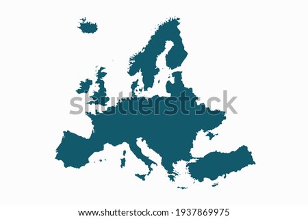 Europe map vector. blue color on white background.