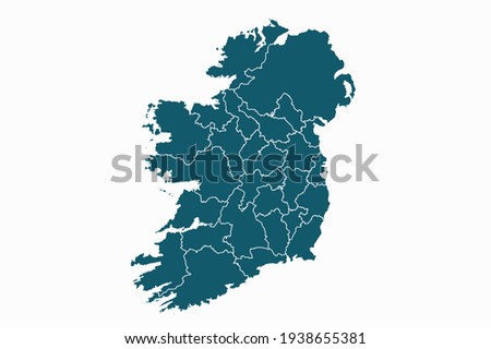 Ireland map vector. blue color on white background.