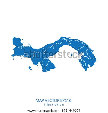 panama map vector EPS.10 blue color. on white background .