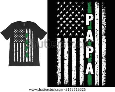Thin Green Line Distressed USA Flag T-Shirt Vector Design.