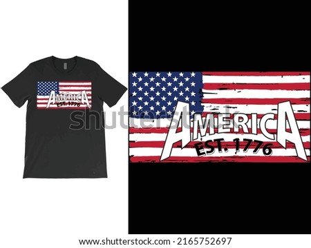 America Est 1776 T-shirt Vector, USA Est. 1776 America Tee American Flag T-shirt. USA T-shirt. Photo stock © 