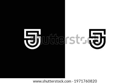 Outstanding professional elegant trendy awesome artistic black and white color SJ JS initial based Alphabet icon logo.
