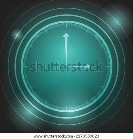 Blue-green beige glow clock graphic background Vector illustration
