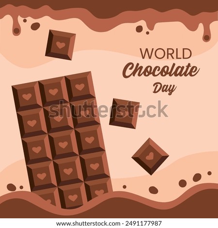 A chocolate bar designed for World Chocolate Day on July 7th The bar has a brown background with WORLD Chocolate Day in brown text and small hearts in cadbury